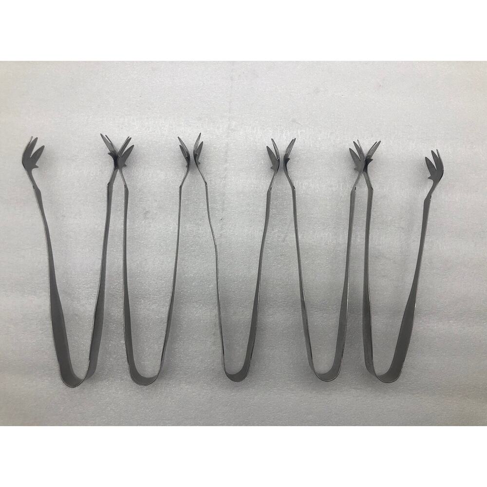 American Metalcraft IT700 Tongs,lot Of 5 Silver Made In Taiwan Used